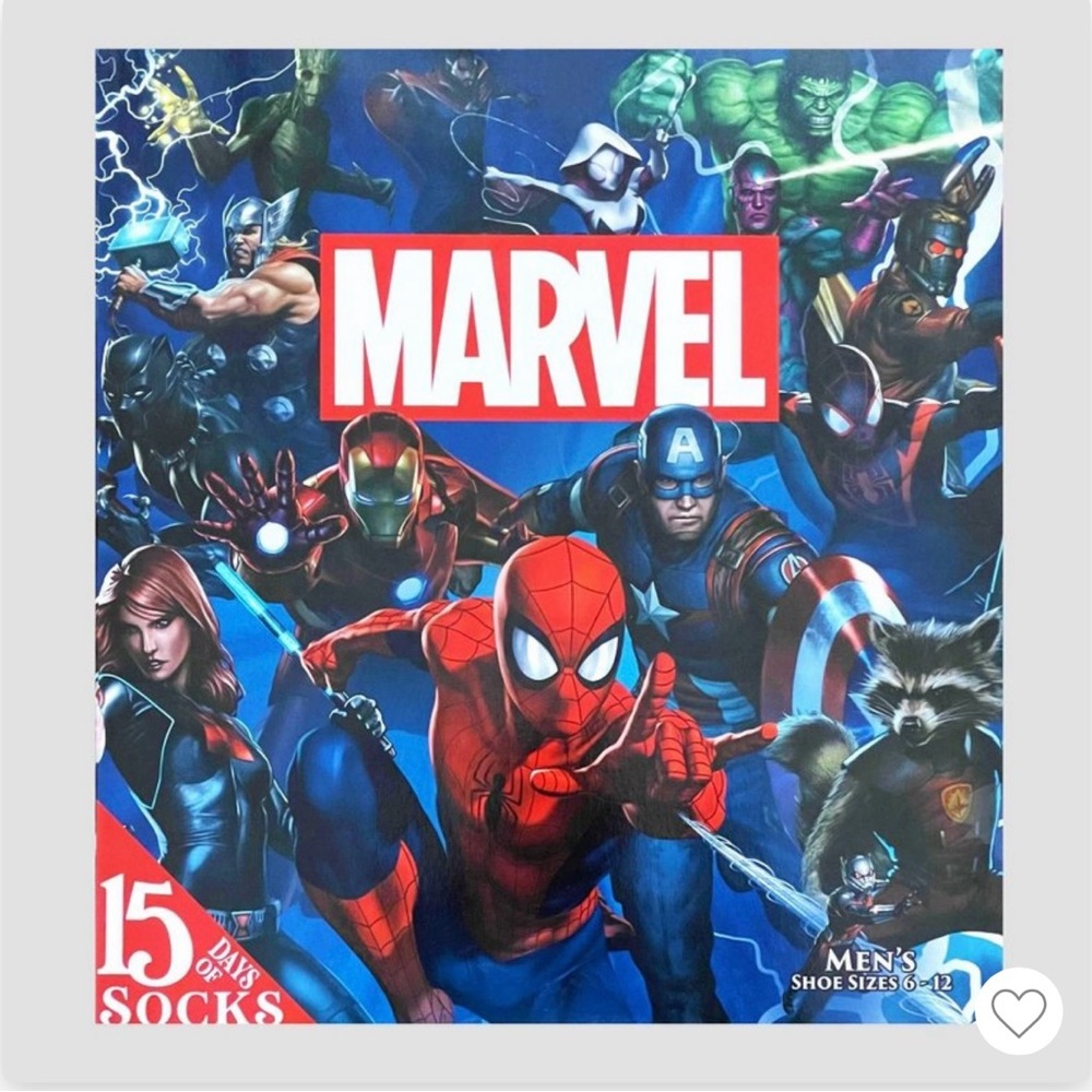 Men's Marvel 15 Days of Socks Advent Calendar
15pk - Colors May Vary 6-12